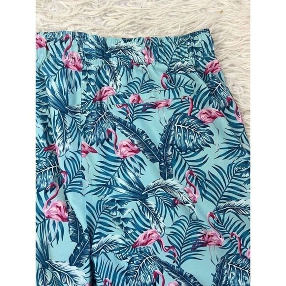 Surplus Men's Size XL Blue & Pink Tropical Flamingo Swim Trunks Board Shorts - Picture 8 of 9